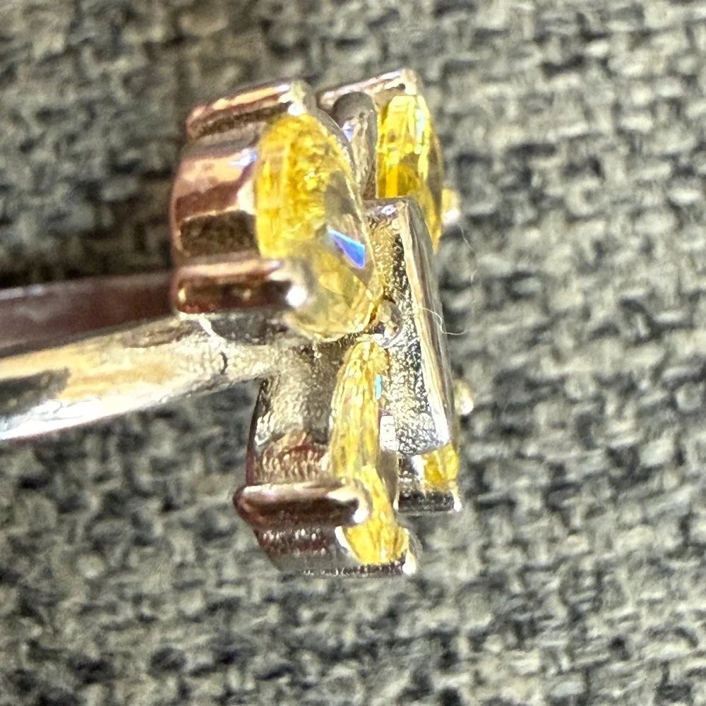 Sterling Silver Butterfly citrine‎ Ring Pear Stones Statement Whimsical fairy